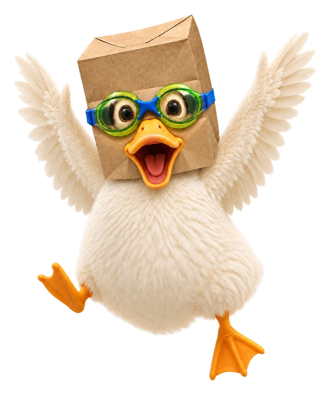 Anonymous Nasduck jumping with both wings raised