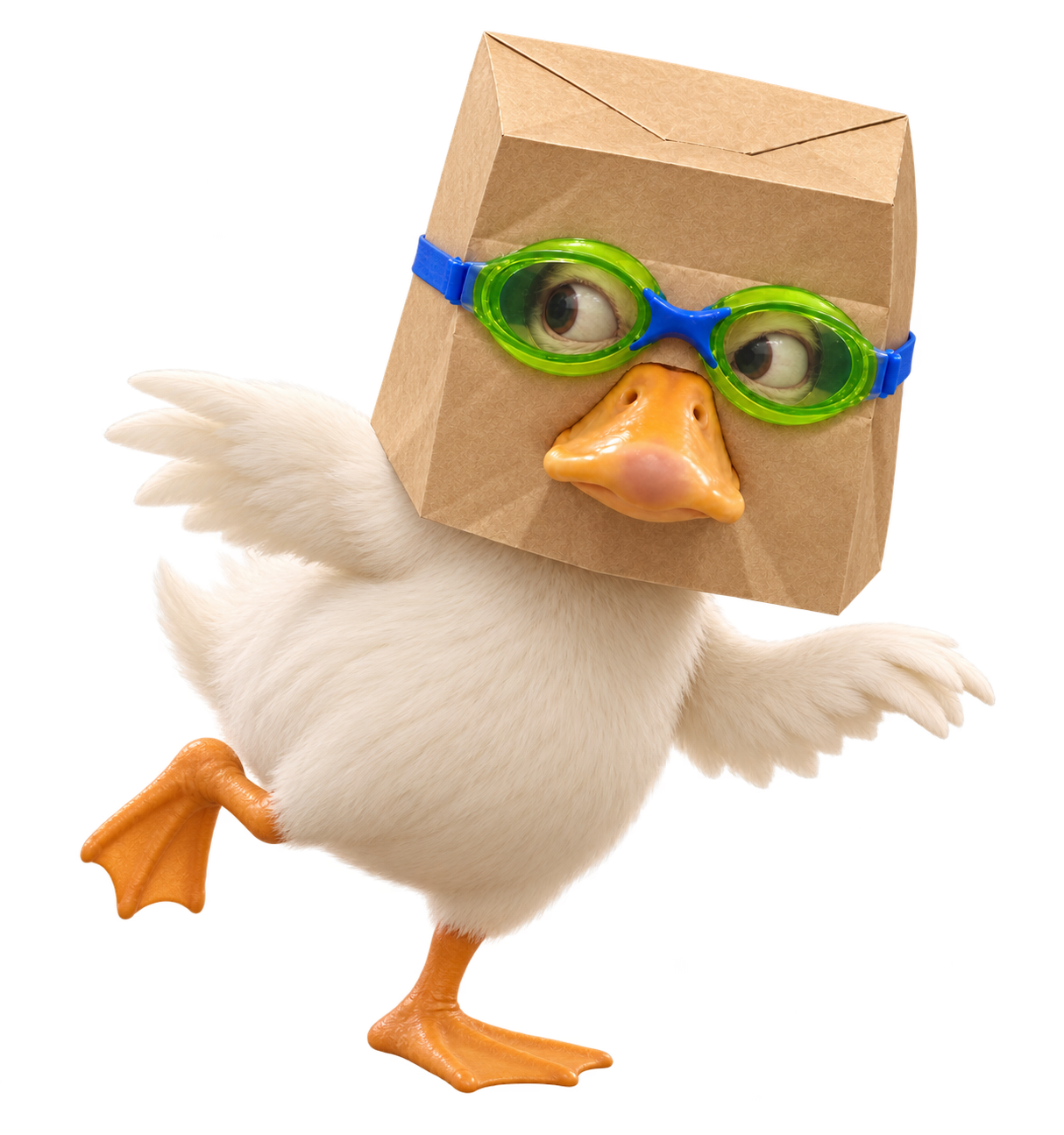 Anonymous Nasduck sneaking sideways with suspicious enthusiasm